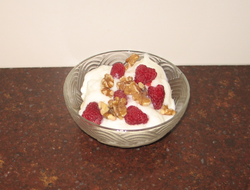 Yogurt with fruit and nuts a tasty and healthy dessert
